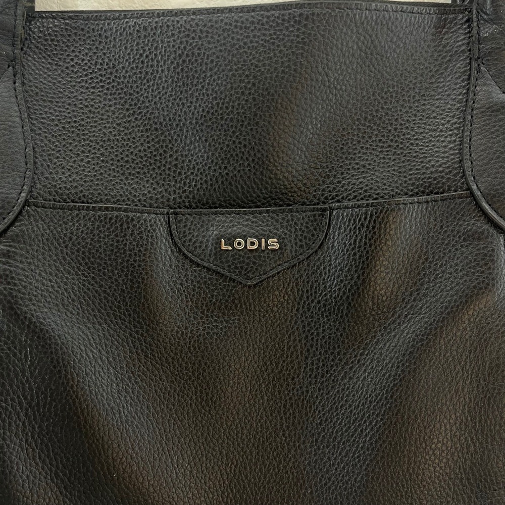 LODIS Siera Pebbled Leather Tote Bag Black Handbag Purse Womens Medium Large - Picture 2 of 14